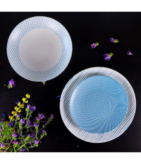 Mesa "Pedro Blue" Service de Vaisselle en Grès 12 Pièces, 4 Couverts