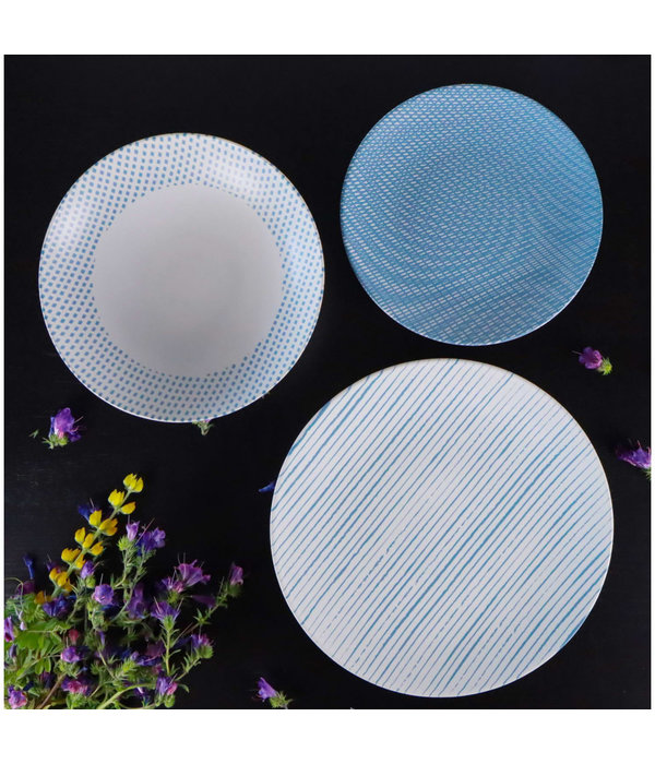 Mesa "Pedro Blue" Service de Vaisselle en Grès 12 Pièces, 4 Couverts