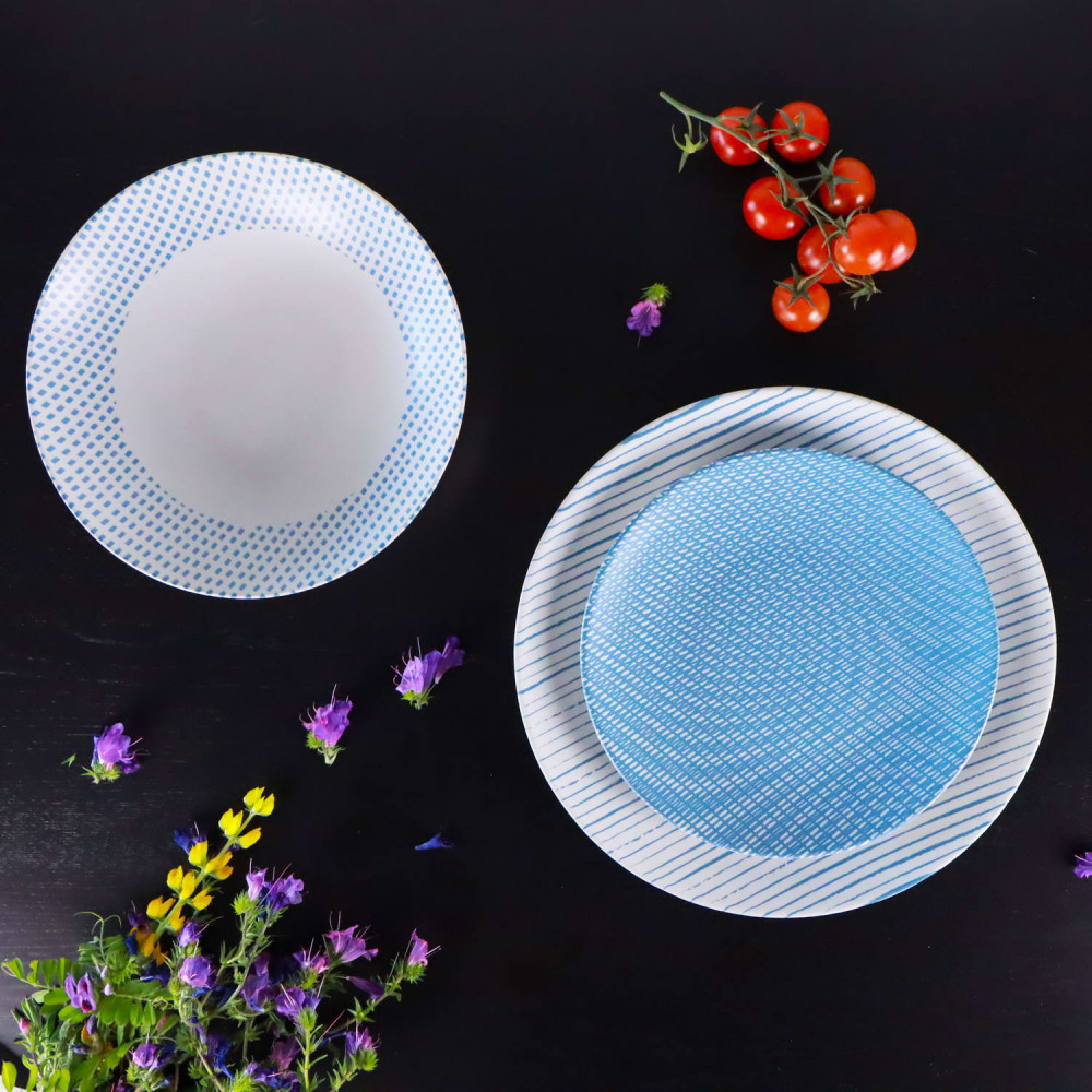 Mesa Ceramics Pedro Blue 12 Piece Dinner Set Service for 4 Ares Kitchen Baking Supplies
