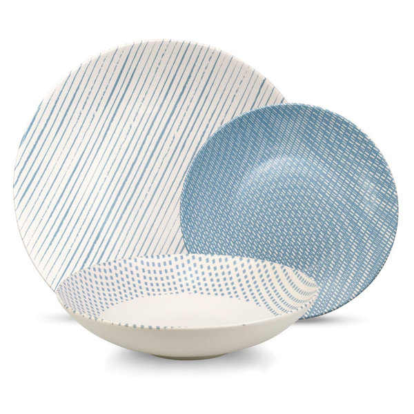 Mesa Ceramics "Pedro Blue" 12 Piece Dinner Set, Service for 4