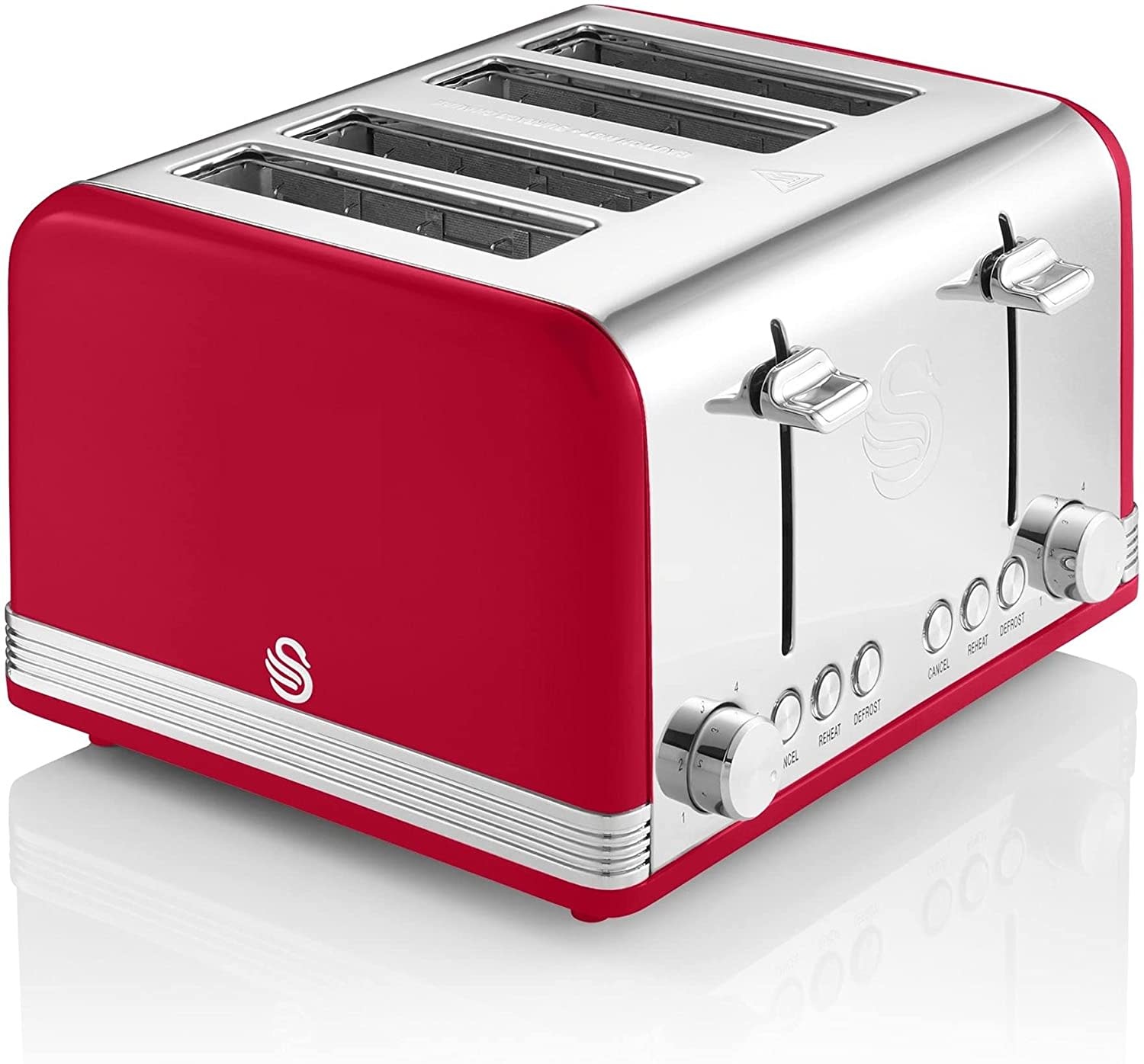 Swan Retro Toaster - 4 Slices - Pink 