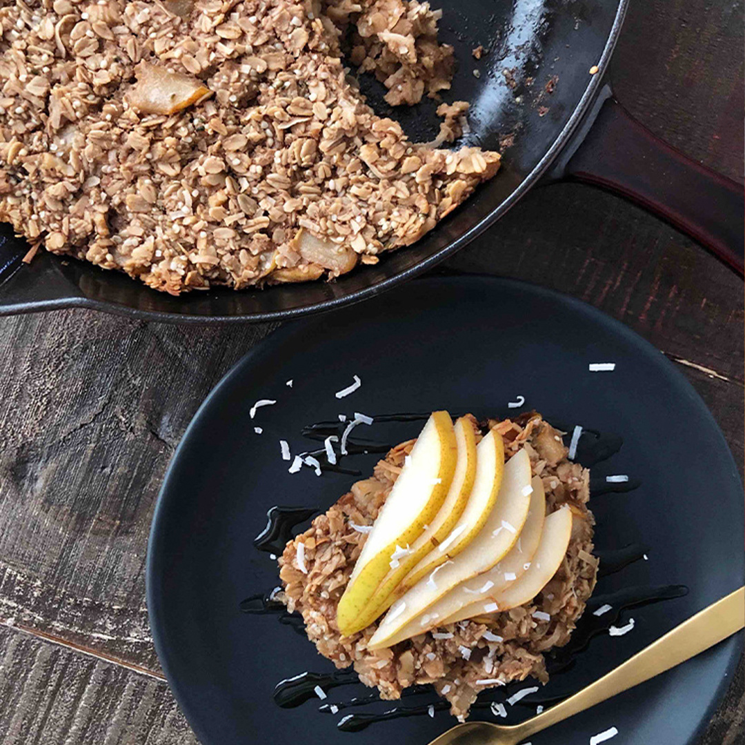 Recette de la semaine: Gruau à la Noix de Coco et aux Poires, Cuit au Four