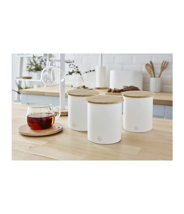 Set Of 3 Nordic Collection Storage Canisters With Bamboo Lid, 1.84l