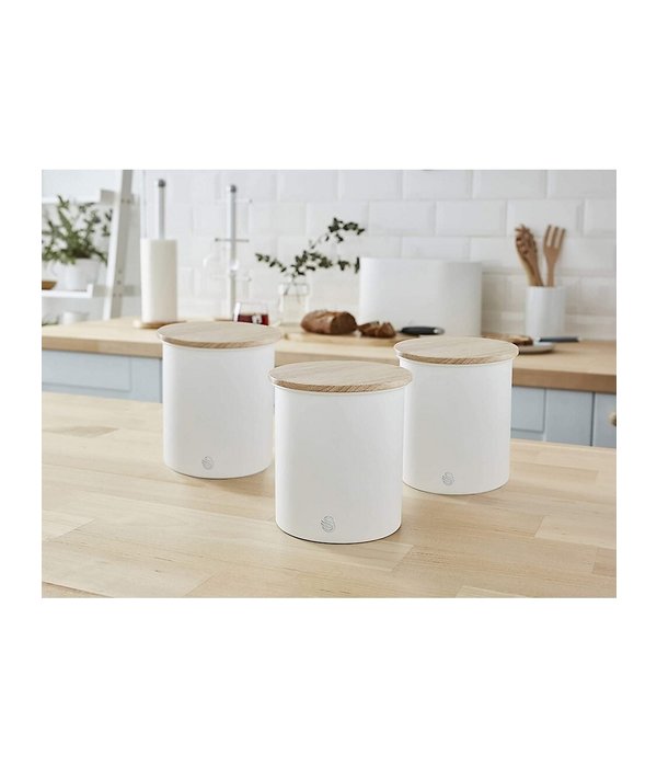 Set Of 3 Nordic Collection Storage Canisters With Bamboo Lid, 1.84l