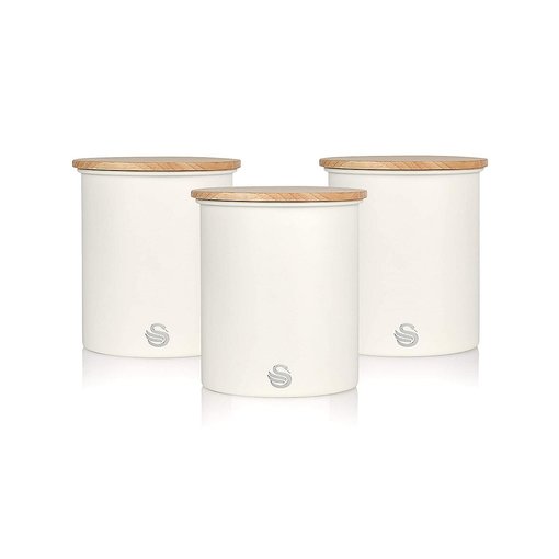Set Of 3 Nordic Collection Storage Canisters With Bamboo Lid, 1.84l