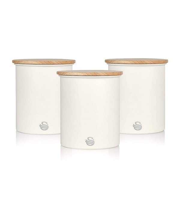 Set Of 3 Nordic Collection Storage Canisters With Bamboo Lid, 1.84l