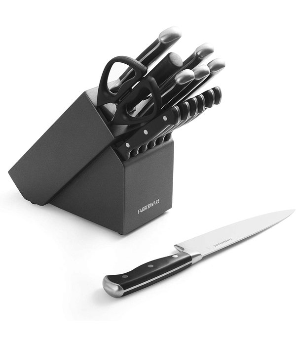 Farberware 15-piece Cutlery Set-Stamped Stainless Steel in Black  Blockkitchen knives set , Knife holder - AliExpress