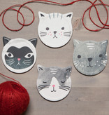 Now Designs Sous-verres en céramique "Chat", lot de 4