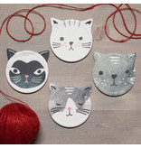 Now Designs Sous-verres en céramique "Chat", lot de 4