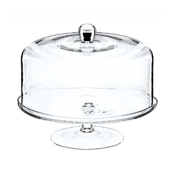 Natural Living Footed Cake Stand and Dome - Glass, 26cm