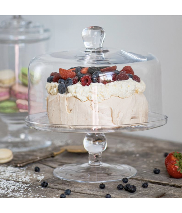Natural Living Natural Living Footed Cake Stand and Dome - Glass, 26cm