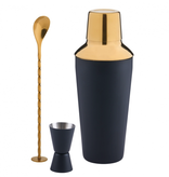 Trudeau Trudeau 3pcs Black-Gold Cocktail Mixer Set