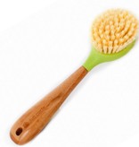 Brosse à vaisselle verte poignee bois ( F )