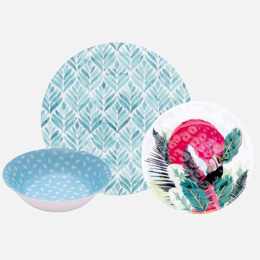 Safdie 12 Piece Melamine Dinner Set 'Pink Flamingo'