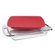Plat de cuisson rectangulaire 2.8L "Easy Grab" avec son couvercle rouge de Pyrex