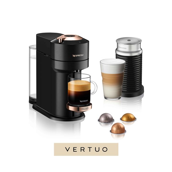 Machine à café et espresso Vertuo Next Premium de Nespresso® par De'Longhi avec mousseur à lait Aeroccino, Noir