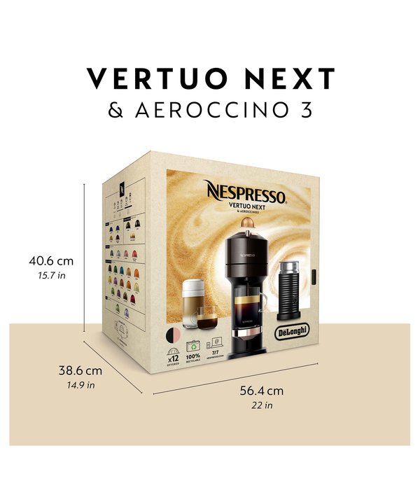 Nespresso Nespresso® Vertuo Next Premium Coffee and Espresso Machine by De'Longhi with Aeroccino, Rose Gold