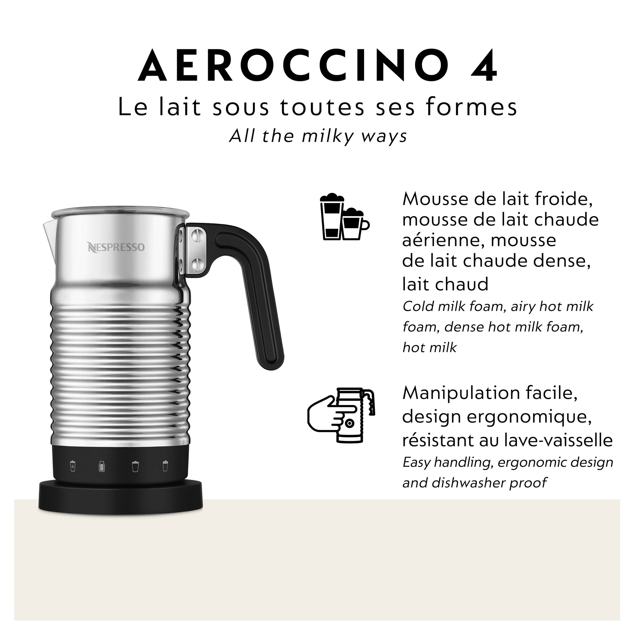 Nespresso Aeroccino 4 Milk Frother Stainless Steel 4194-US-SI-NE