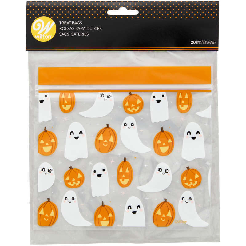 5 x 11 1/2 Halloween Ghost Cellophane Treat Bags - 12 Pc