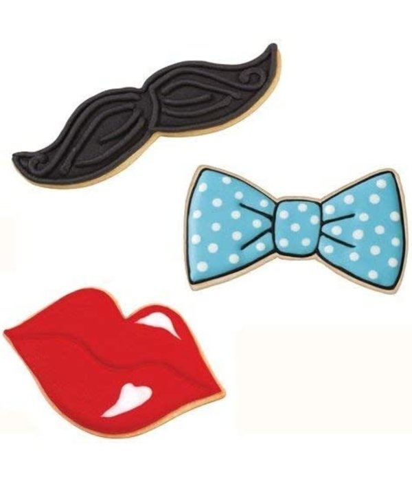 Wilton Wilton 3-Piece Cookie Cutters, Tie/Mustache/Lips