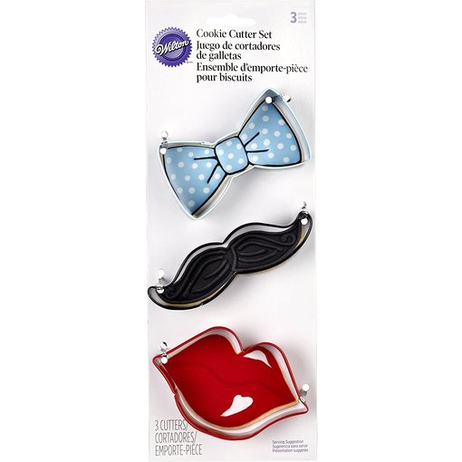 Wilton Wilton 3-Piece Cookie Cutters, Tie/Mustache/Lips