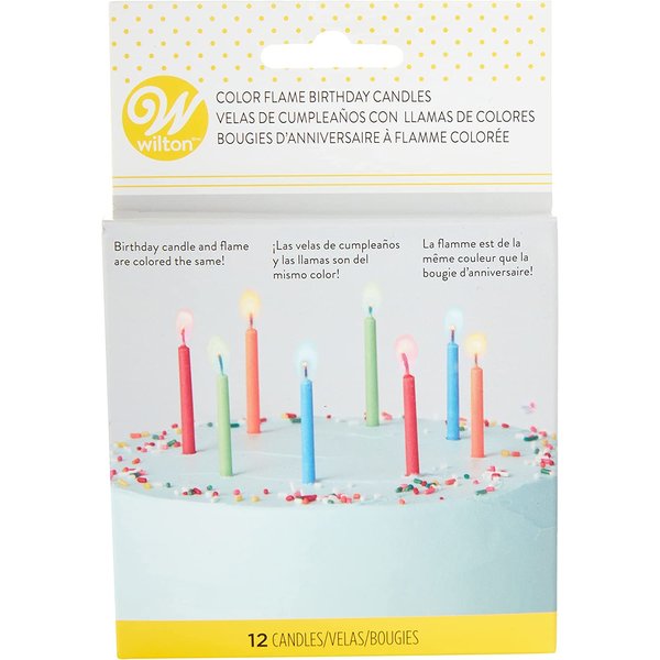 Bougies 12 pièces à flammes multicolores de Wilton