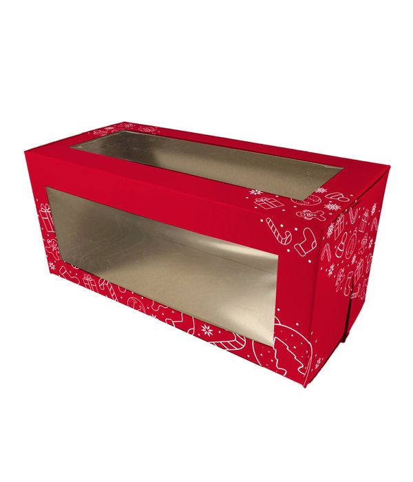 Boîte à bûche Imprimée Rouge avec fenêtre 5x5x11 de Vincent Sélecti -  Ares Accessoires de cuisine
