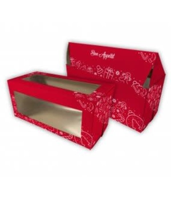 Boîte à bûche Imprimée Rouge avec fenêtre 6x6x12 de Vincent Sélecti -  Ares Accessoires de cuisine