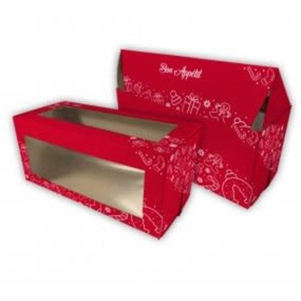 Vincent Selection Red Printed Log Box with window 6"x6"x15"