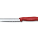 Couteau tomates / table Victorinox Swiss Classic lame denté 11 cm- bout rond  - manche rouge