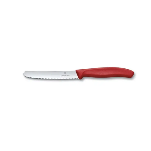 Victorinox Couteau dentelée avec bout rond 11 cm manche rouge de Victorinox