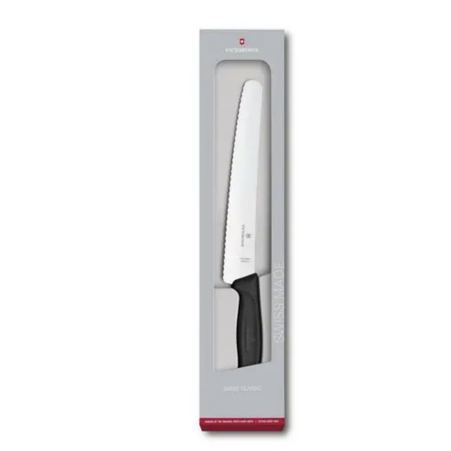 Couteau à pain/pâtisserie 22cm Classic manche noir de Victorinox - Ares  Accessoires de cuisine