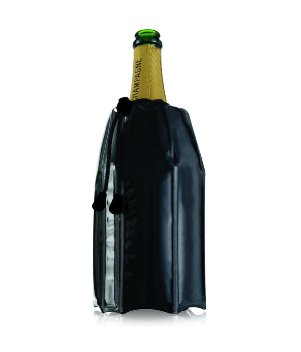 Vacu Vin Active Champagne Cooler Jacket with Drawstrings, Glossy Black Finish