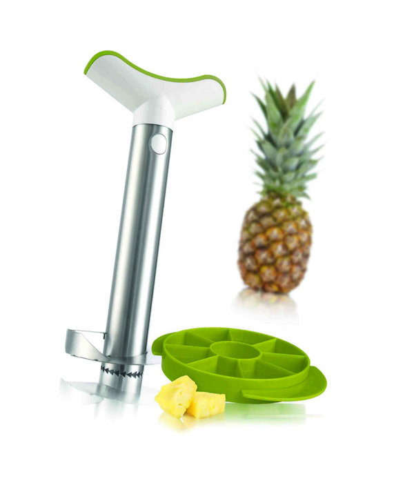 Tomorrow's Kitchen Tomorrow's Kitchen Stainless Steel Pineapple Slicer, with Wedger Green and White