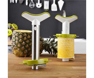 Évideur d'ananas - Coupe-ananas et évideur 2 en 1 en acier inoxydable -  Fait des anneaux d'ananas parfaits et des cubes d'ananas sans gâchis -  Passe au lave-vaisselle 