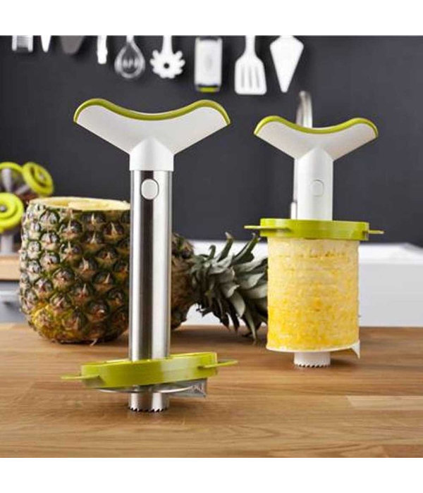 Tomorrow's Kitchen Tomorrow's Kitchen Stainless Steel Pineapple Slicer, with Wedger Green and White