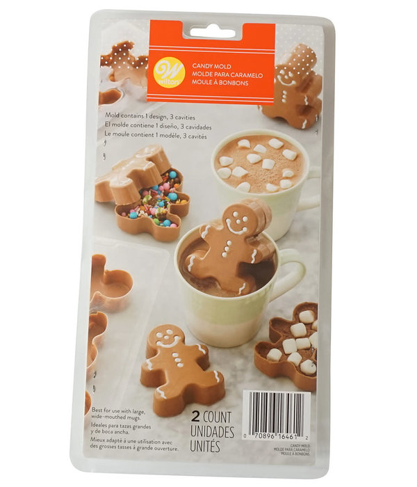 Wilton Wilton 3 Cavity, Gingerbread Boy Hot Cocoa Bomb Candy Mold