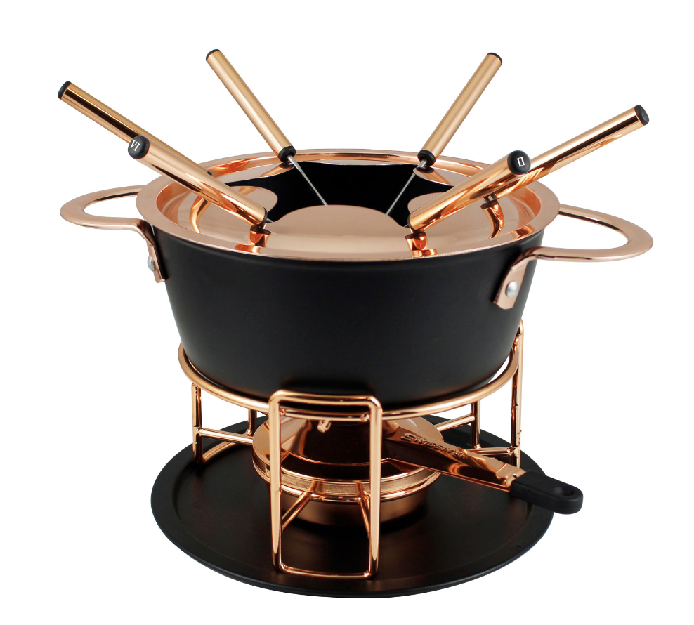 Swissmar 3-in-1 copper/black fondue set - Ares Kitchen and Baking Supplies