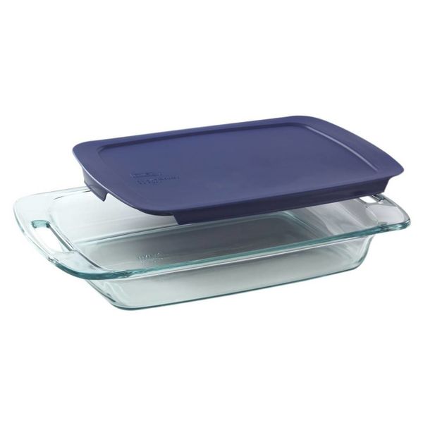 Plat de cuisson rectangulaire 2.8L "Easy Grab" avec couvercle bleu de Pyrex