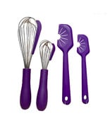 Silicone Whisk and Spatula/Cleaner Set 4 pcs, asst. color