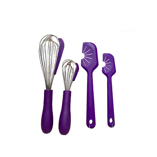 Silicone Whisk and Spatula/Cleaner Set 4 pcs, asst. color