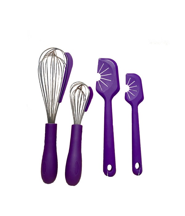 Silicone Whisk and Spatula/Cleaner Set 4 pcs, asst. color