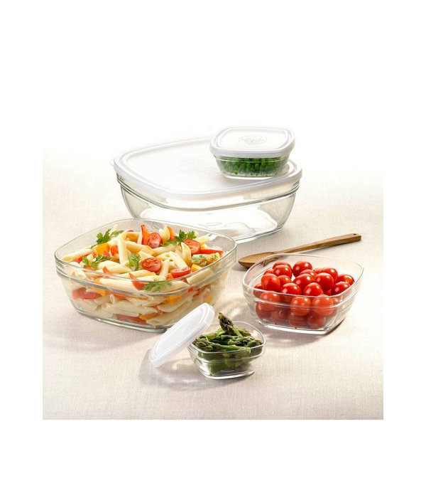 Duralex Duralex Square Stackable Bowl with White Lid 11cm