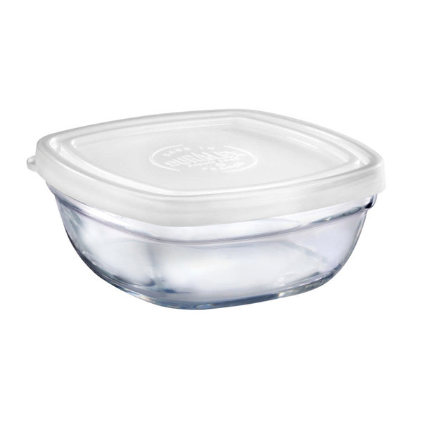 Duralex Square Stackable Bowl with White Lid 9cm