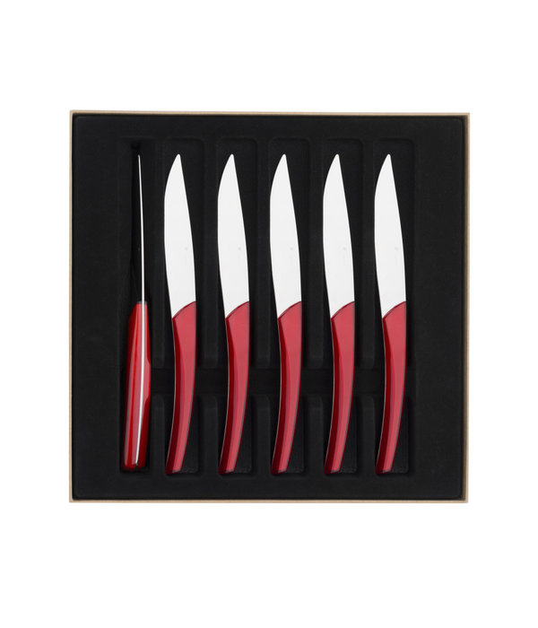 Ensemble de 6 couteaux à steak Quartz rouge de Degrenne Paris