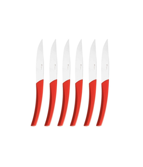 Ensemble de 6 couteaux à steak Quartz rouge de Degrenne Paris