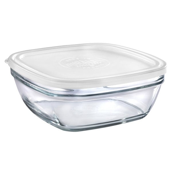 Duralex Square Stackable Bowl with White Lid 20cm