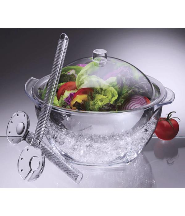 Prodyne Iced Salad With Dome Lid And Acrylic Salad Servers