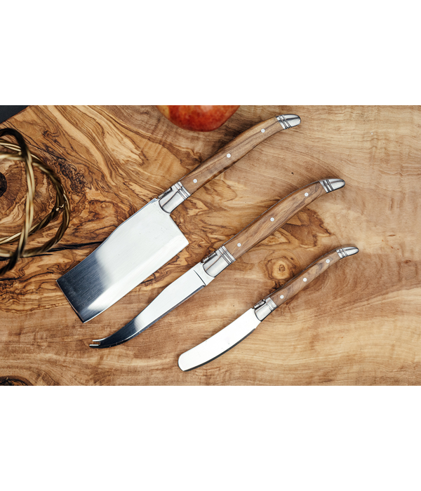 Ensemble de 3 couteaux à fromage en bois d'olivier de Laguiole