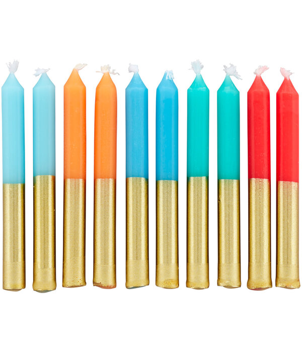 Wilton Wilton Blue, Orange & Red Gold-Dipped Birthday Candles